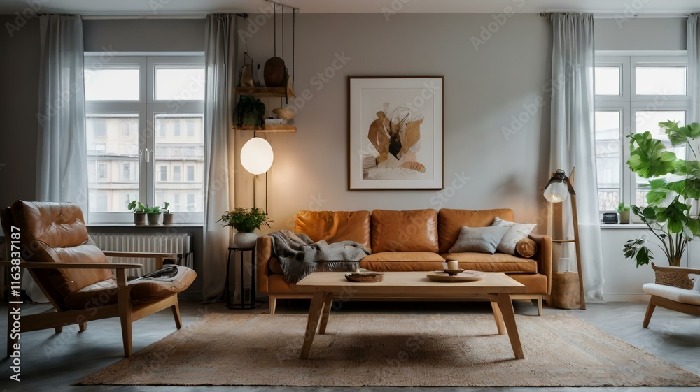 Fototapeta premium interior home design scandinavian modern style
