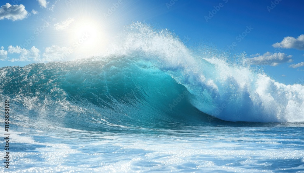 Fototapeta premium A large wave is crashing into the ocean
