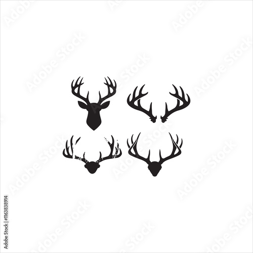 create a Deer antlers silhouette vector icon desing with a white background