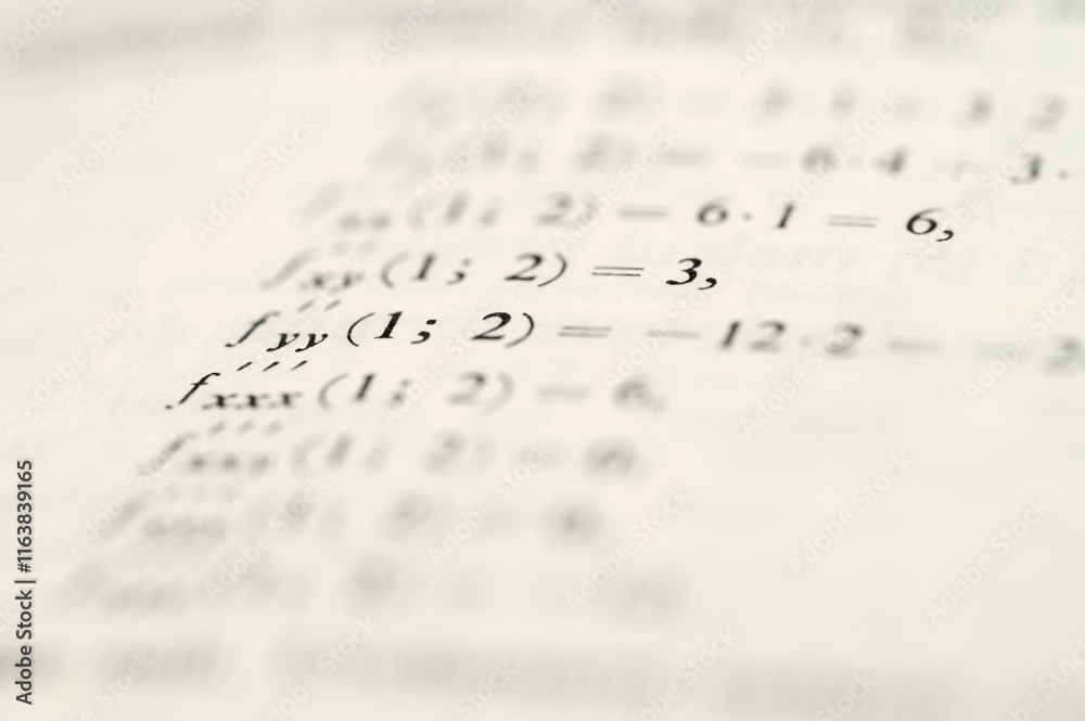Mathematical Equations and Derivatives on White Paper Background