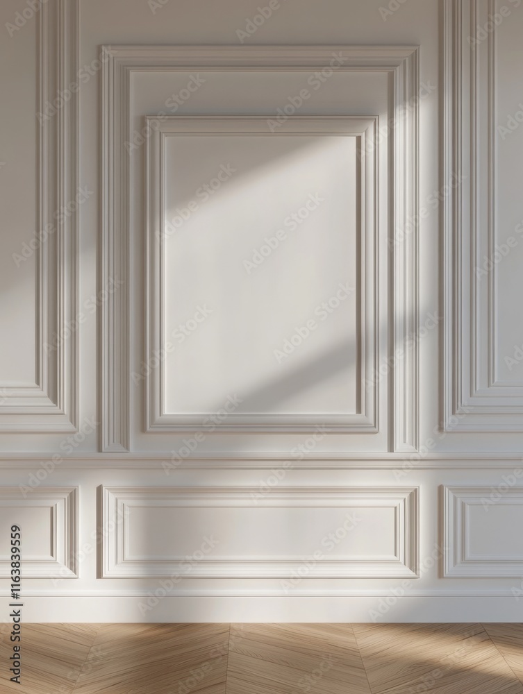 Elegant White Wall Paneling With Wood Floor Elegant White Wall Paneling With Wood Floor