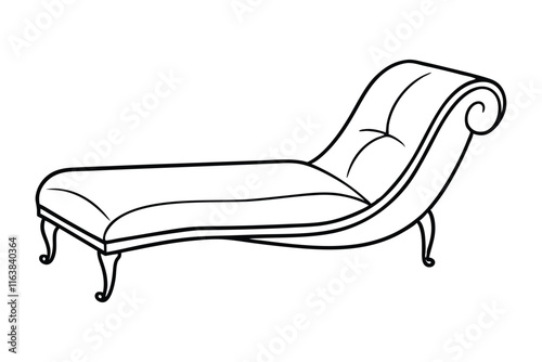Minimalist line drawing of a chaise lounge line art design.eps