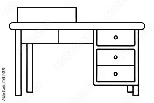 Minimalist line drawing of a office desk line art design.eps