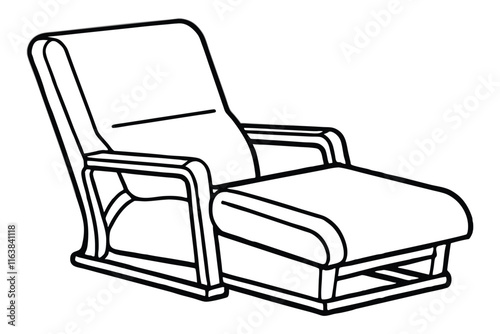 Minimalist line drawing of a recliner chair, adjustable backrest line art design.eps