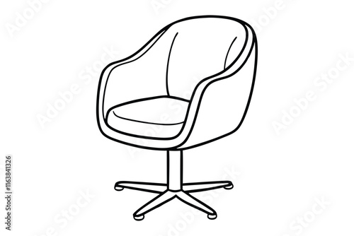 Minimalist line drawing of a swivel chair line art design.eps