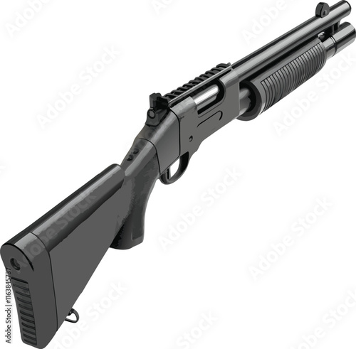 Sniper rifle, bolt-action, high-powered scope, black and white illustration, detailed weapon design, sleek modern firearm, precision shooting Vector