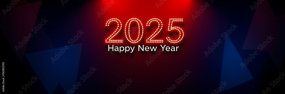 2025 golden glitter numbers. Happy new year banner.