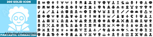 Fantastic Character Solid Editable Icons set