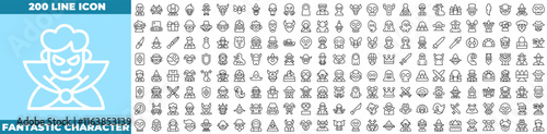 Fantastic Character Line Editable Icons set
