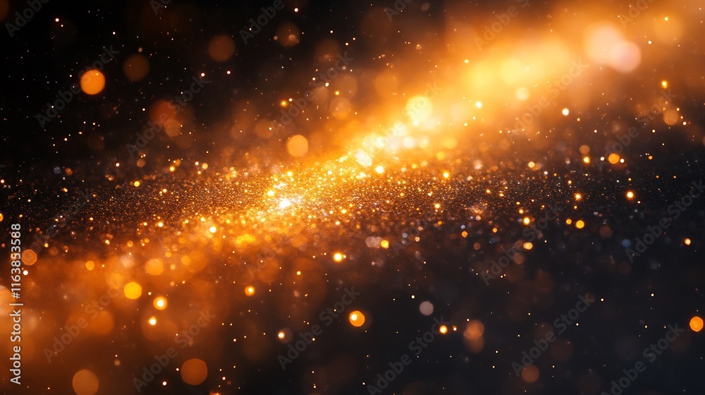 Fototapeta premium Golden Glitter Lights Sparkle Dark Background