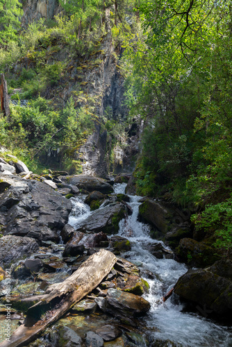 Upper Karasu waterfall. Near Aktash village, Altai republic, Russia