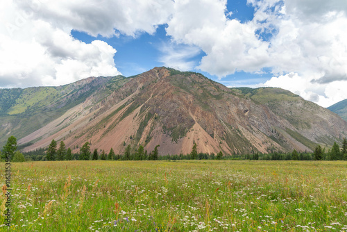 Belgebash mountain near Chibit village. Altai republic, Russia. photo