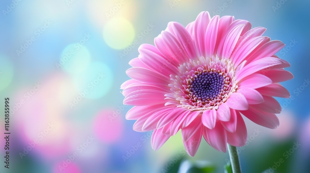 Obraz premium A Delicate Pink Gerbera Daisy in a Dreamy Bokeh Background