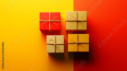 Gift Boxes on Colorful Dual Background photo