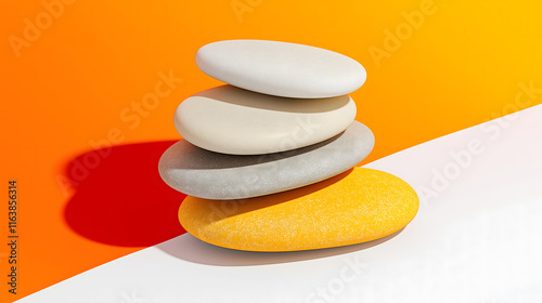 Stacked Stones on Vibrant Background photo