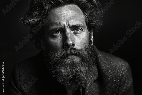 A man with a long beard and a serious look on his face