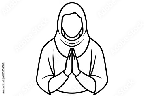 Prayer vector silhouette illustration on white background