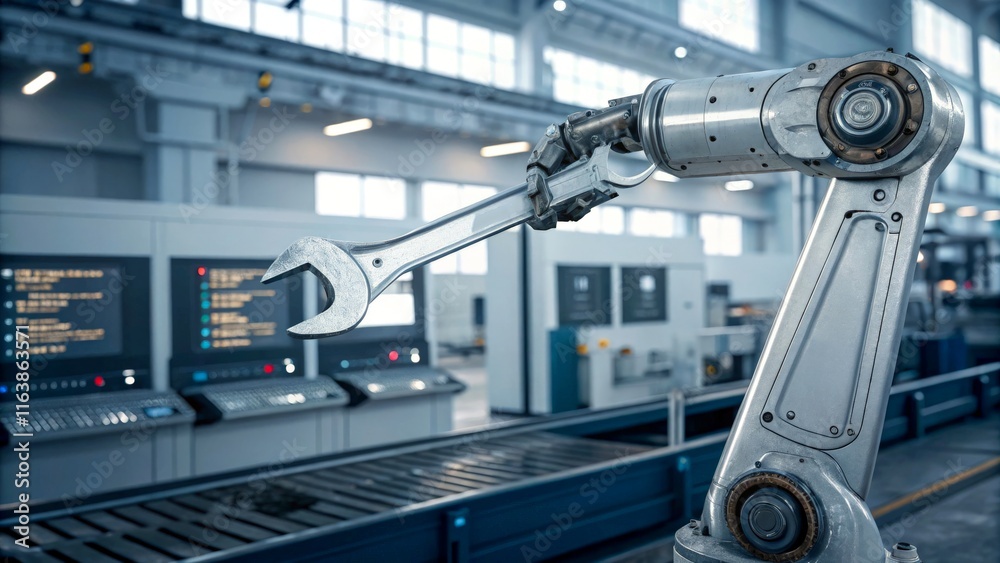 robotic arm at the factory robotic arm at the factory