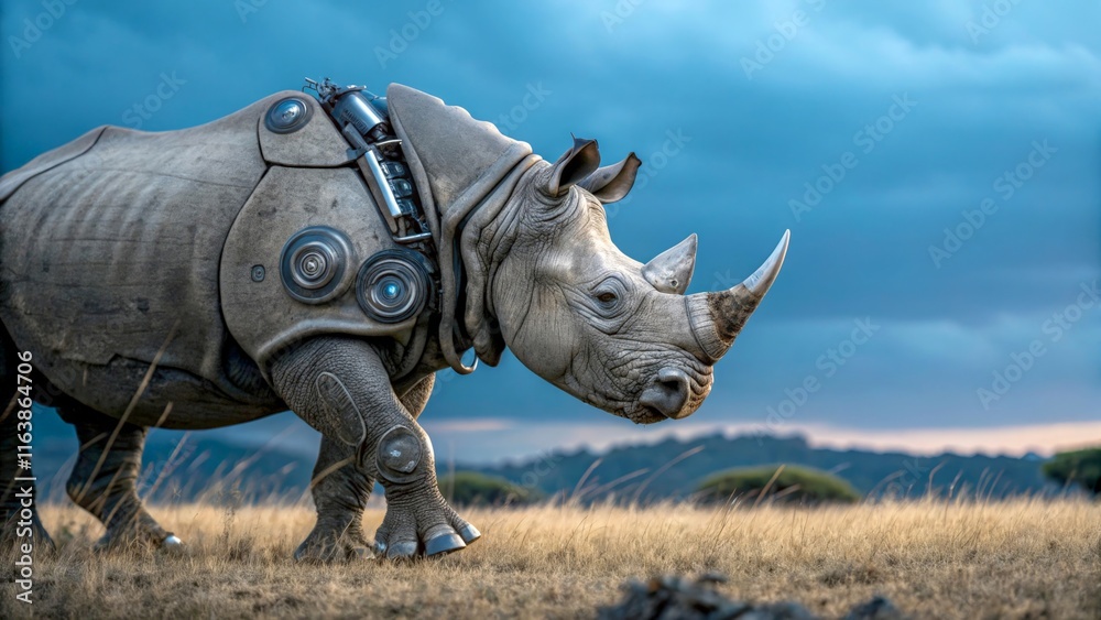 Fototapeta premium Cyber rhino in the wild