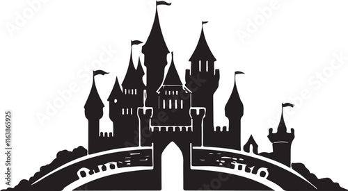 black and white castle logo type silhouette design