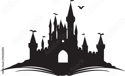 black and white castle logo type silhouette design