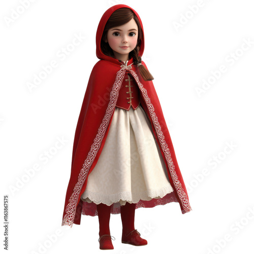 Little Red Riding Hood Costume Render for Children's Events on Transparent PNG background.