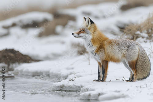 Animals cautiously reemerging into the thawing landscape, photo