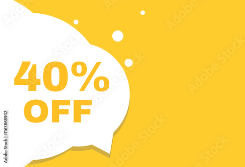 40 percent off speech bubble, flat banner icon for advertising or announcement. vector design element.