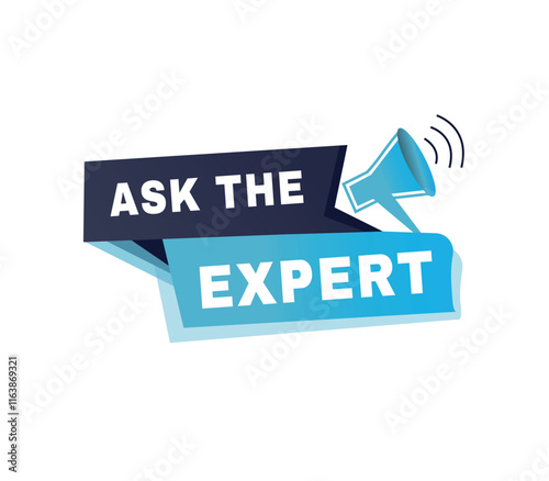 Ask the expert, banner colorful design label modern vector illustration. Web announce element.