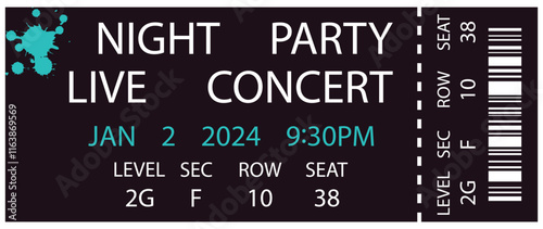 Live Concert Ticket Vector illustration