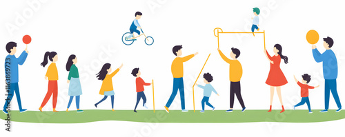 Joyful Children Playing Outdoors, Active Kids Enjoying Fun Games,  Biking, and Playground Activities Happily.