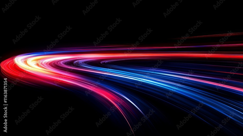 Colorful Light Trails Illuminate the Dark Background With Flowing Patterns During a Nighttime Photography Session Colorful Light Trails Illuminate the Dark Background With Flowing Patterns During a Nighttime Photography Session