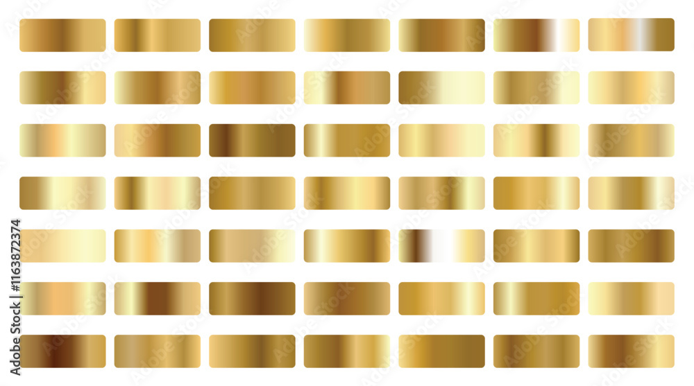 Golden gradients set. Metallic gold gradients. Elegant gold gradients collection