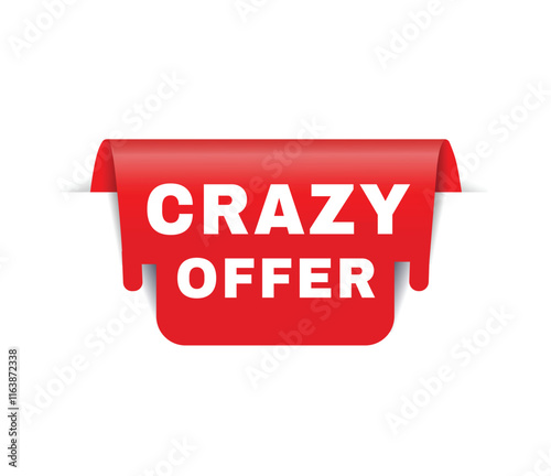 Crazy offer banner red, colorful vector illustration, advertising or business concept.
