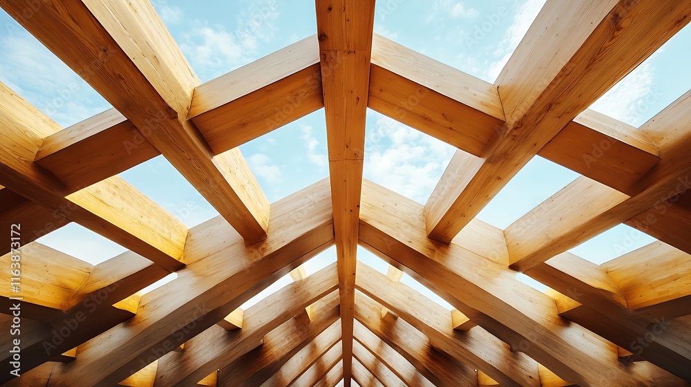 Obraz premium Modern Wooden Architectural Structure