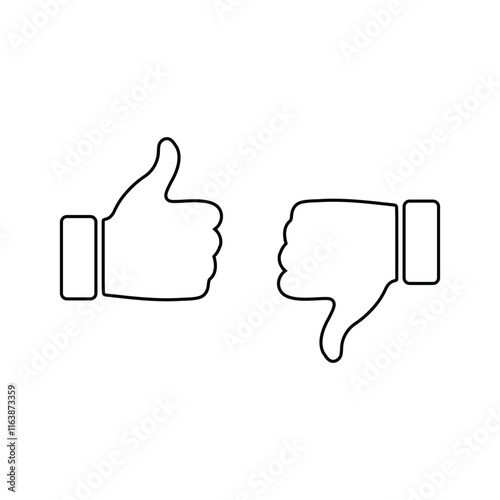 like and dislike concept, thumbs up and thumbs down vector icons for mobile and web apps