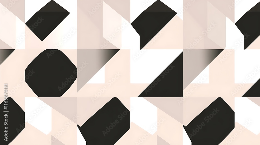 Abstract Geometric Pattern: Elegant Black and Beige Triangles 