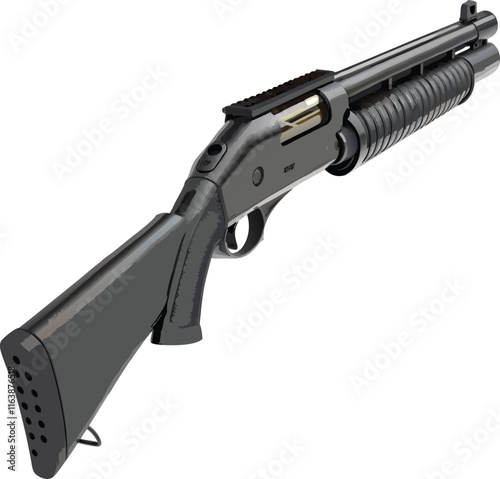 Weapons silhouette. Collection of various shotguns. Vector illustration