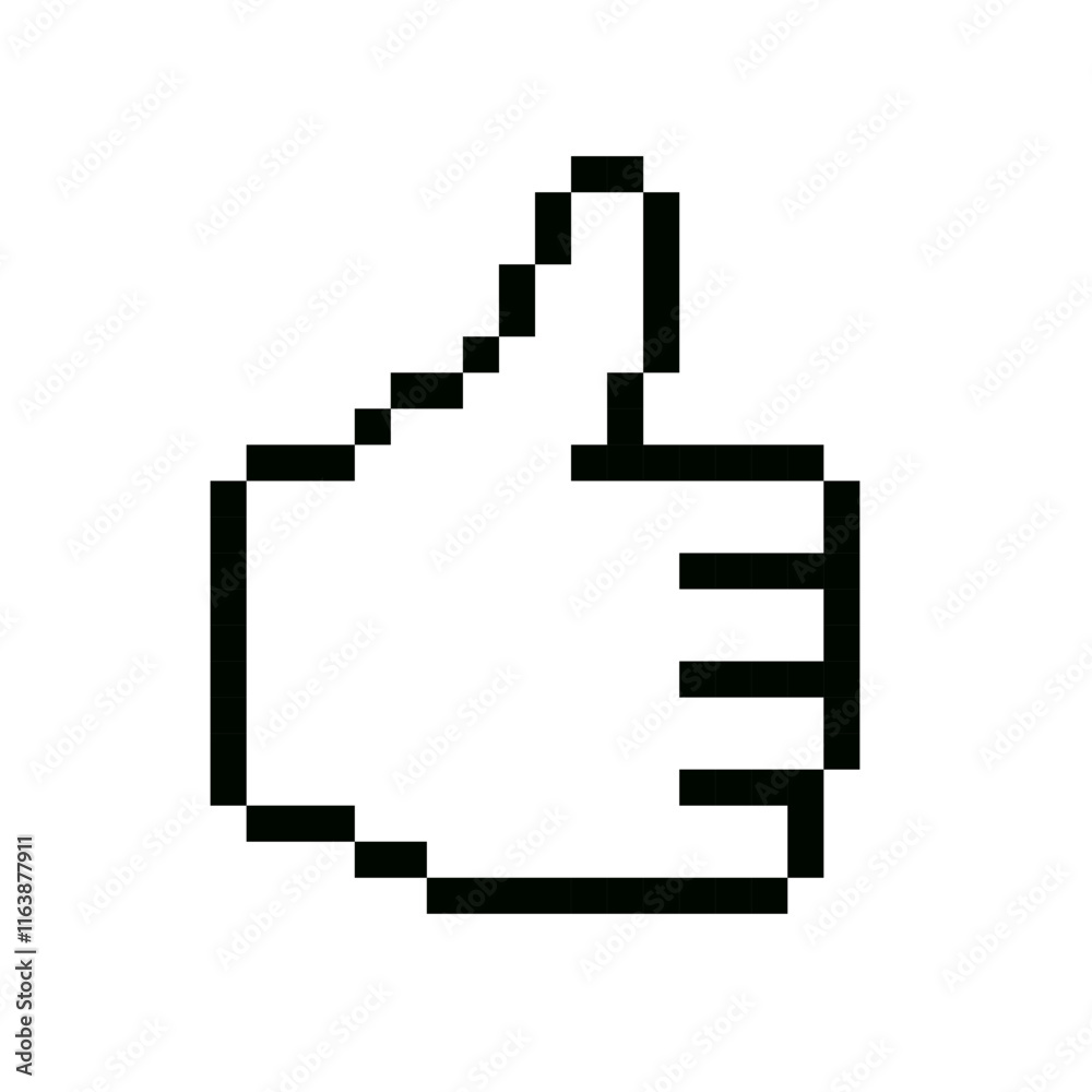 Fototapeta premium Thumb up pixel. Thumb up icon pixel