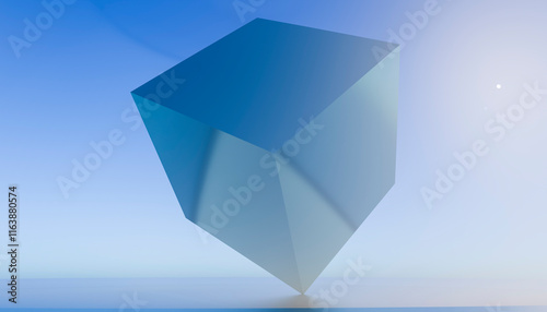 3D rendering of blue glass cube