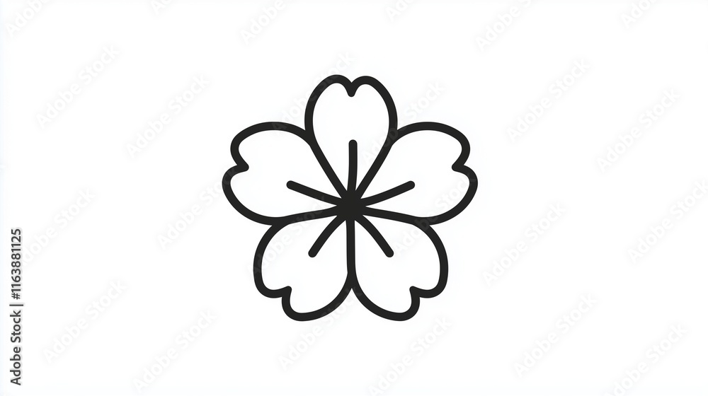 Black Five-Petal Flower Icon Illustration Black Five-Petal Flower Icon Illustration