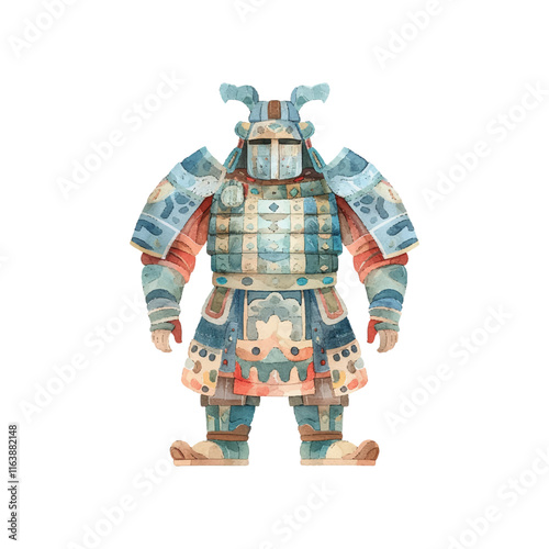 chinese armor vector illustration in watercolor style