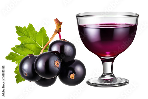 black currant juice glass isolated on transparent background