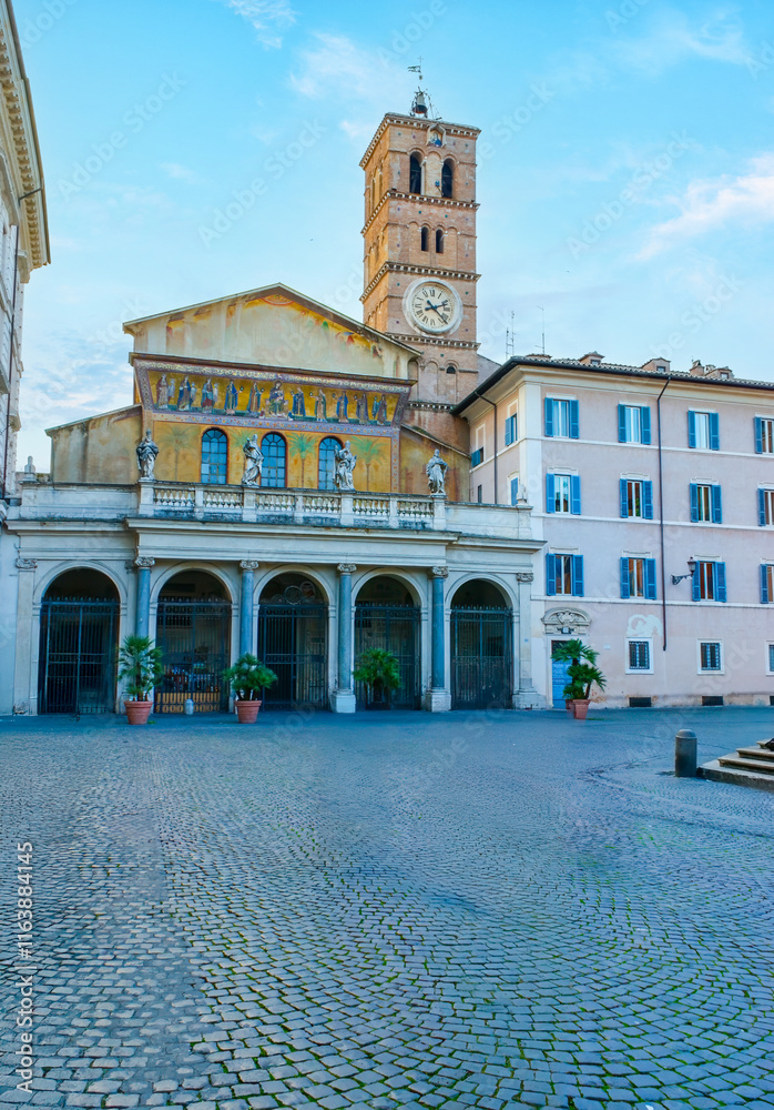Basilica di Santa Maria in Trastevere on Piazza di Santa Maria in Trastevere, Rome, Italy