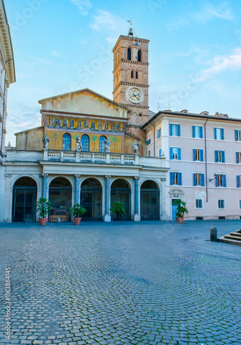 Basilica di Santa Maria in Trastevere on Piazza di Santa Maria in Trastevere, Rome, Italy