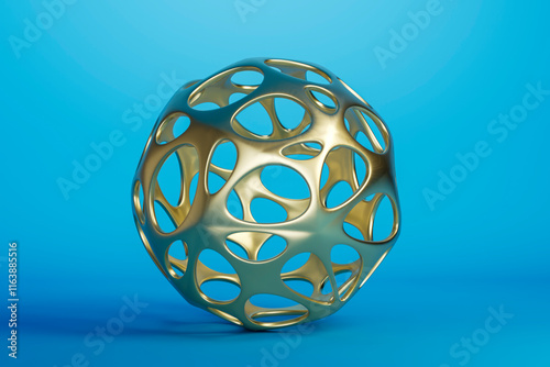 3D sphere with holes against blue background photo