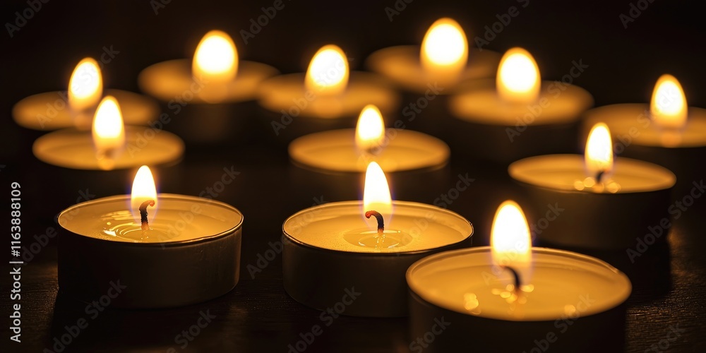 A group of lit candles arranged in a circle, creating a gentle light in a dimly lit space. A group of lit candles arranged in a circle, creating a gentle light in a dimly lit space.