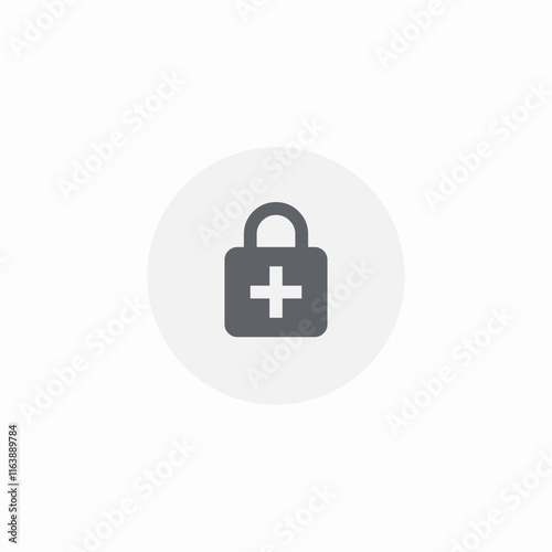 lock protection add plus icon sign vector