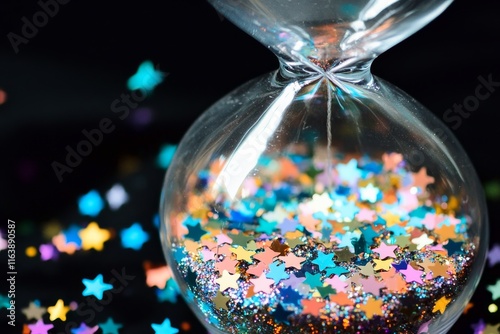 An hourglass filled with stars instead of sand representing infinite possibilities. photo