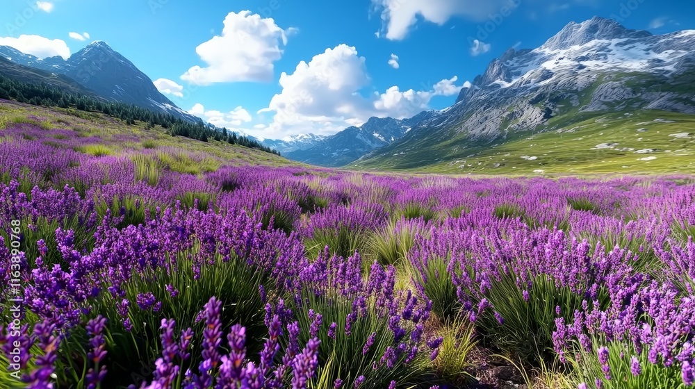 Naklejka premium Vibrant Purple Flowers in Mountains